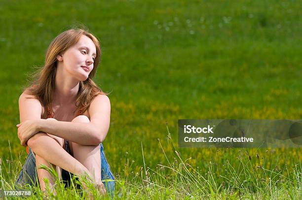 Young Beautiful Girl Saddness Or Meditation In Field Stock Photo - Download Image Now