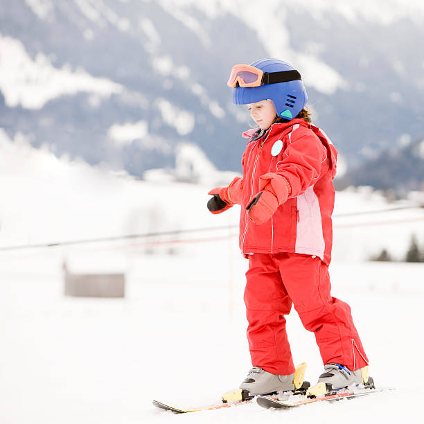 Little Girl on Ski stock photo