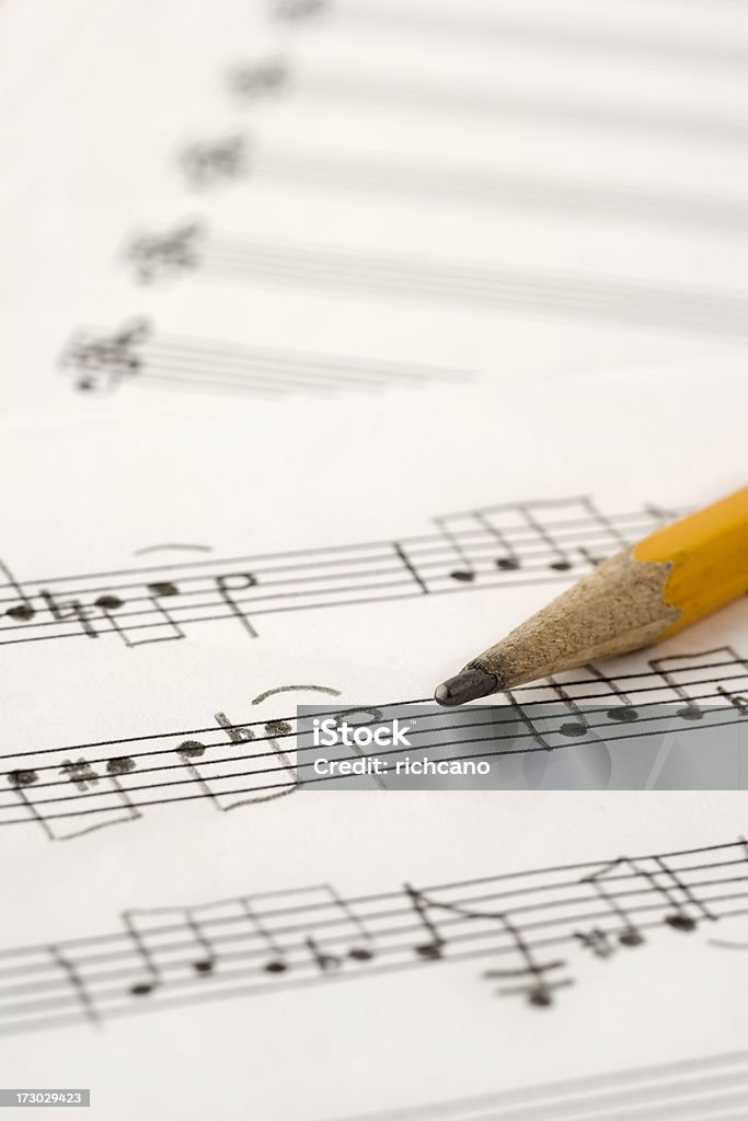 Handschriftliche Musik - Lizenzfrei Bleistift Stock-Foto