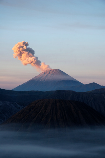 Mount Semeru blowing smoke. Indonesia. 2008