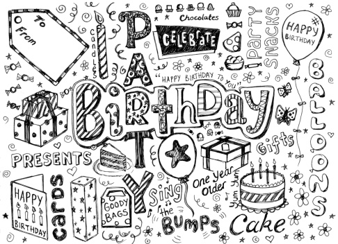 Happy birthday drawings! From balloons to presents to cakes...