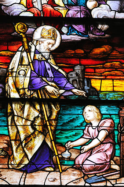 istock Depiction of Saint Augustine in stained glass window 173032265