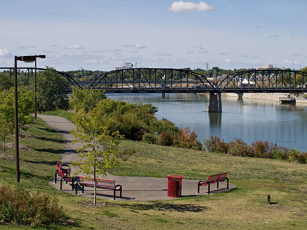 istock Park Benches and Bridge in Downtown Saskatoon 173033515