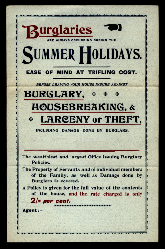 A flyer issued by an insurance company in 1897. Company details removed.More ephemera: