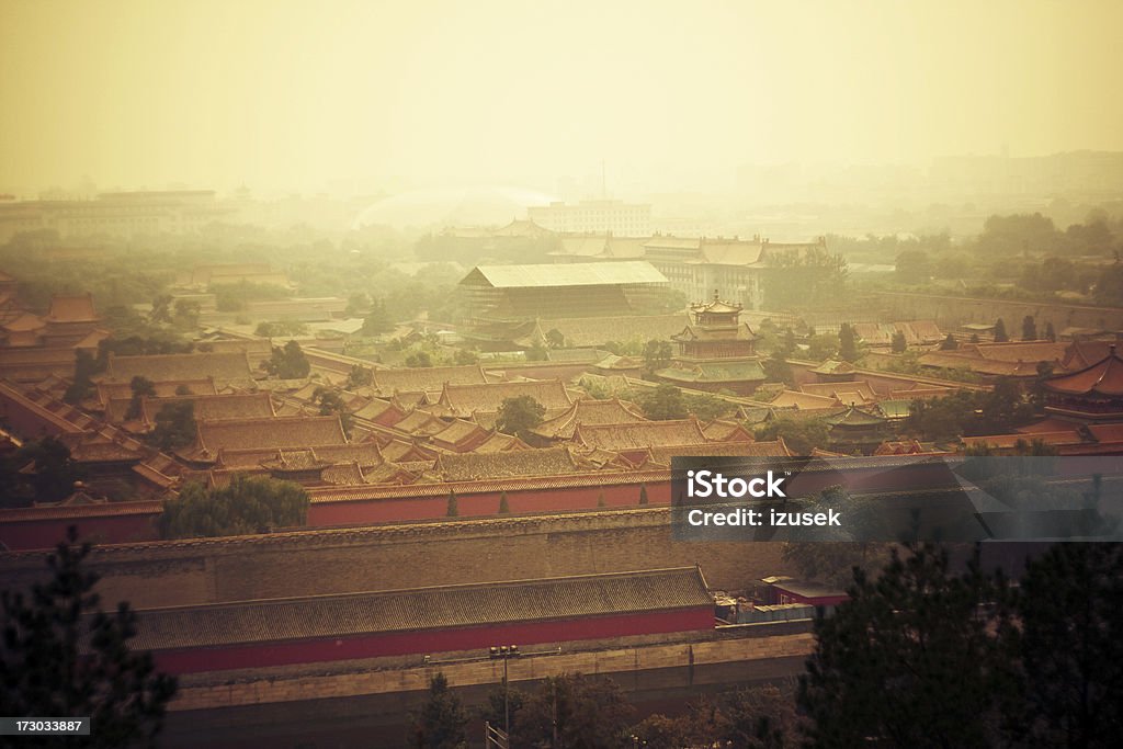 Beijing-poluição do ar - Foto de stock de Amarelo royalty-free