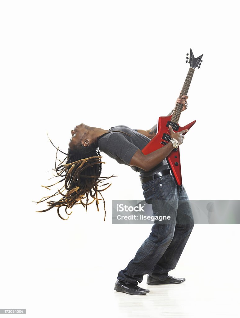 Man playing electric guitar Man playing electric guitar http://www.lisegagne.com/images/casual.jpg Guitar Stock Photo