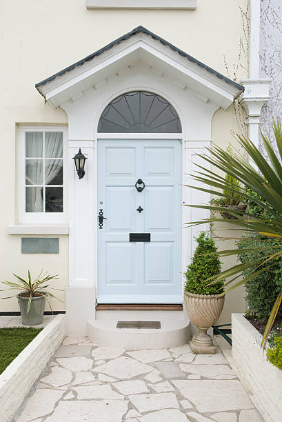 istock Modern Front Door Tropical Potted Plants 173034211