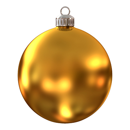 Gold christmas glass ball isolated on white