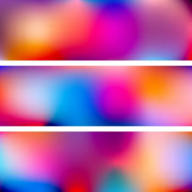Vector illustration of Set of colorful wide backgrounds with very bright multicolor spots