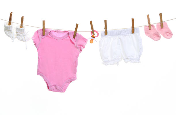 Baby goods hanging on the clothesline.Similar image in this lightbox: