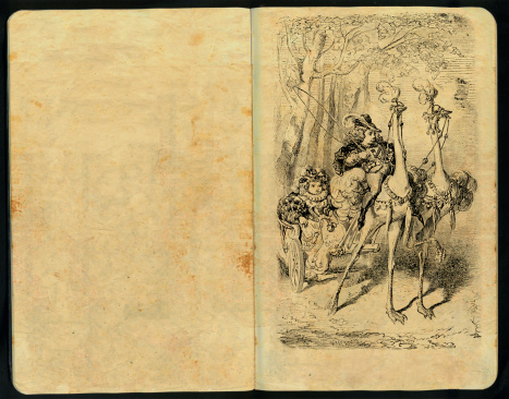 Sketch pad and a 1870 engrave. A tale princess in a carriage tracked by a fantasy ostrichs.Scan by Juan Mora. No copyrights allowed.More like this in my portfolio!