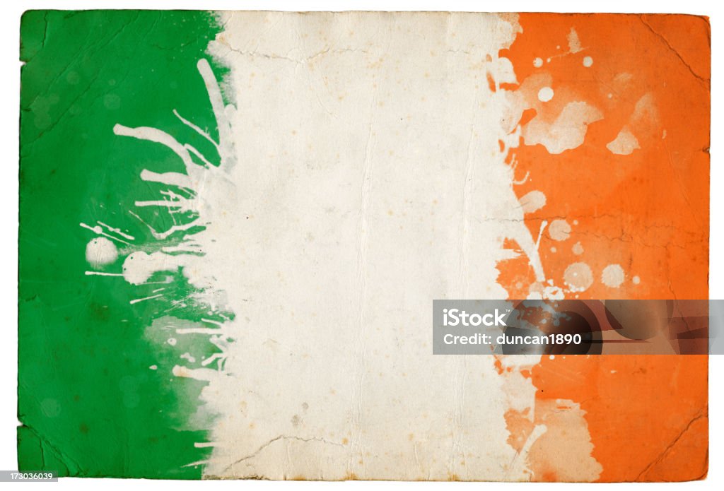 Bandera irlandesa salpicado - Foto de stock de Bandera de la República de Irlanda libre de derechos