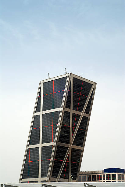 Kio towers Skyscraper in Madrid called Kio towers in Plaza de Castilla. They were built in 1989 and they were the first leaning skyscrapers in the world.  contemporary madrid european culture travel destinations stock pictures, royalty-free photos & images