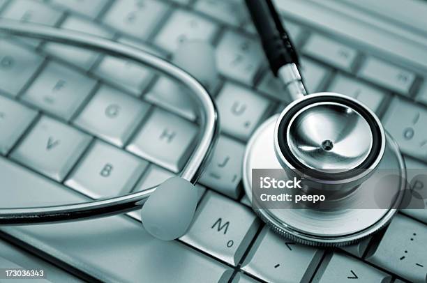 Computer And Stethescope Series Stock Photo - Download Image Now - Stethoscope, Computer, Computer Keyboard