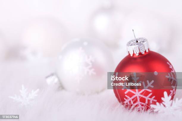 Snowflake Baubles On A Fluffy Background Stock Photo - Download Image Now - Backgrounds, Celebration Event, Christmas