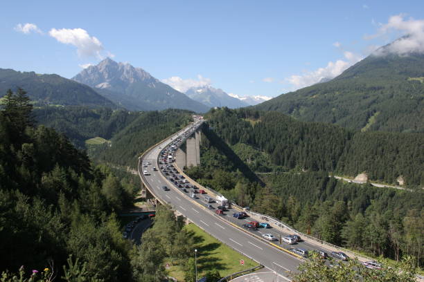 another alpine traffic jam stock photo