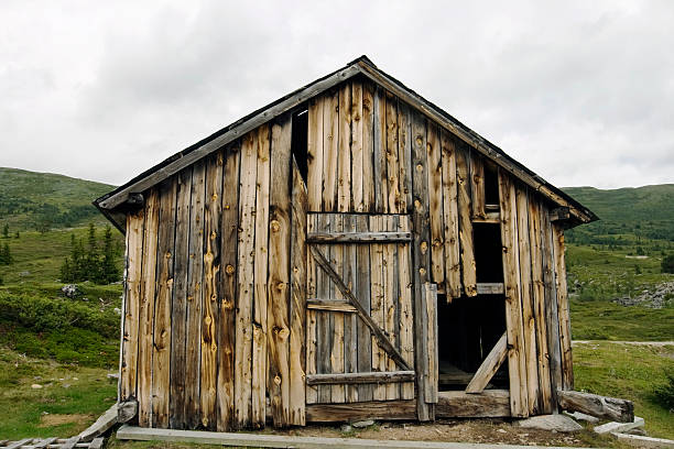 istock Old run-down pasture summer mountain farm. 173037306