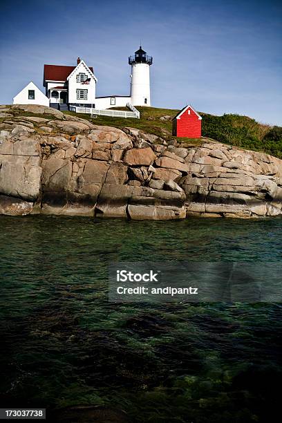 Nubble Lighthouse Stock Photo - Download Image Now - Architectural Feature, Architecture, Building Exterior