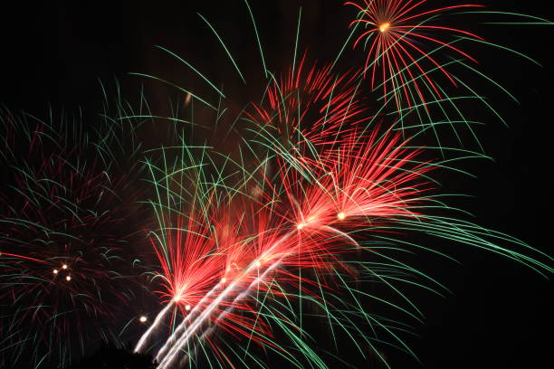 Red and green 4th of July fireworks