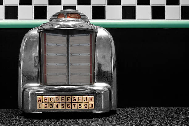 Table Top jukebox A table top jukebox at an old 1950's style diner. digital jukebox stock pictures, royalty-free photos & images