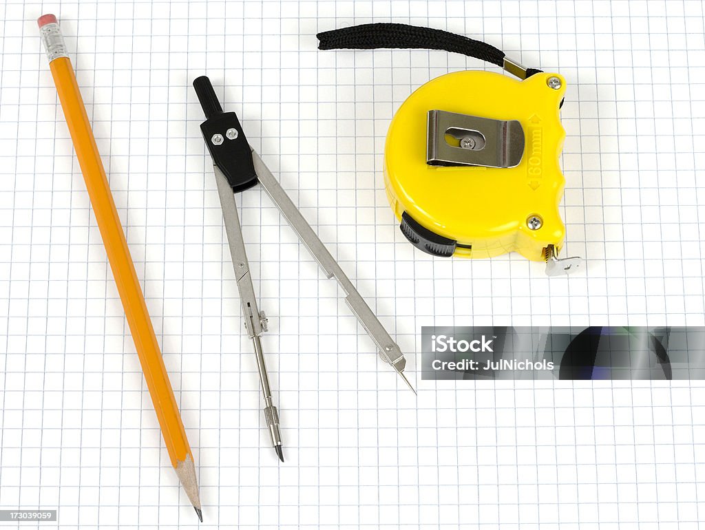 Compás de dibujo en papel para gráficos - Foto de stock de Cinta métrica libre de derechos