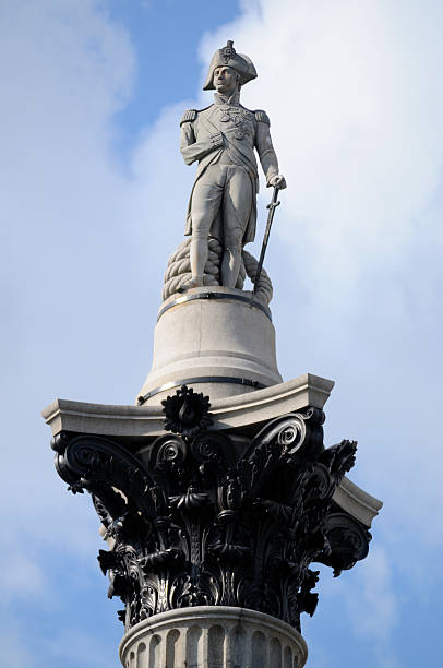 The famous statue of Admiral Nelson, in Trafalgar Square in central London.