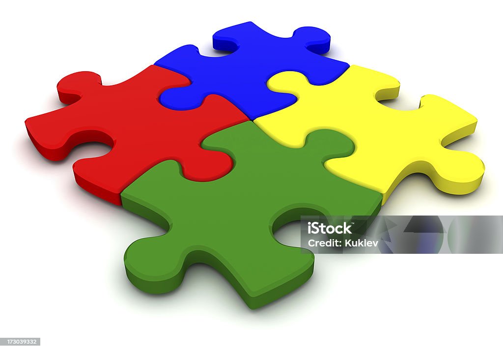 Cuatro puzzle elemento - Foto de stock de Negocio libre de derechos