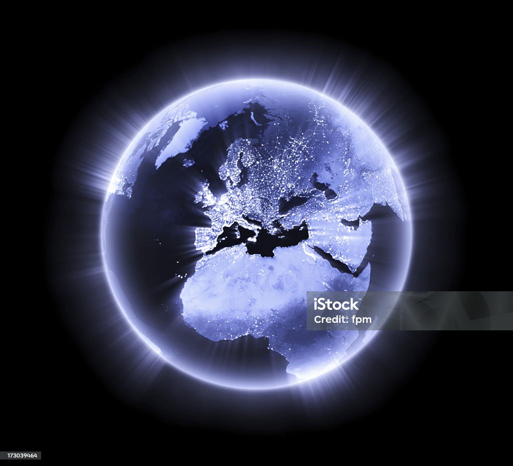ブルーの輝く地球[ヨーロッパ] - 地球儀のロイヤリティフリーストックフォト