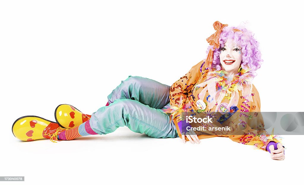 Clown sdraiato - Foto stock royalty-free di Adulto