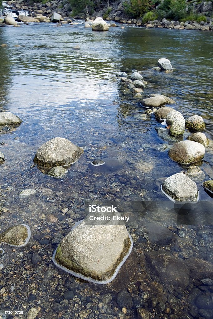 Stones in a  beautiful  Norwegian quiet river in summer. Mountain river. West coast of Norway.  Abstract Stock Photo