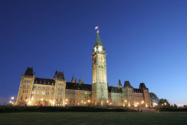 istock Illuminated Canadian Parliament Building at Sunset 173041435