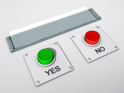 Buttons with copyspace for question. Your choice.