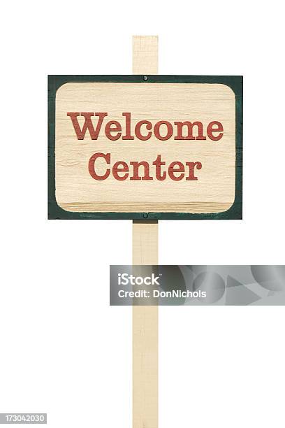 Welcome Center Sign Stock Photo - Download Image Now - Beige, Business, Close-up