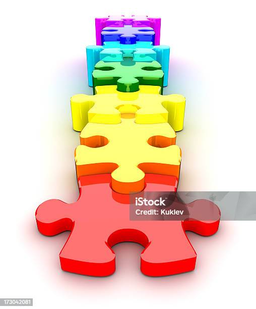 Puzzlesteps Stock Photo - Download Image Now - Abstract, Attached, Blue