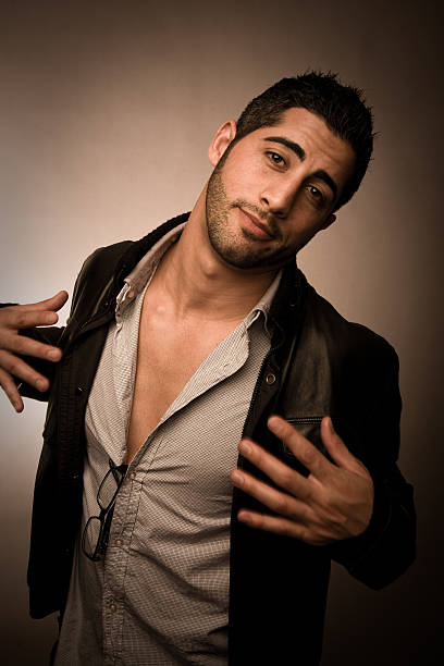 Stylish Young Man in Leather Jacket