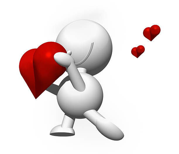 Concept Love cute little character is giving his heart to someone schenken stock pictures, royalty-free photos & images