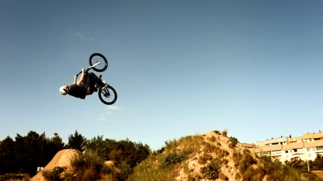 HD SLOW MOTION: Bmx Rider Doing Backflipping Dirt Jump
