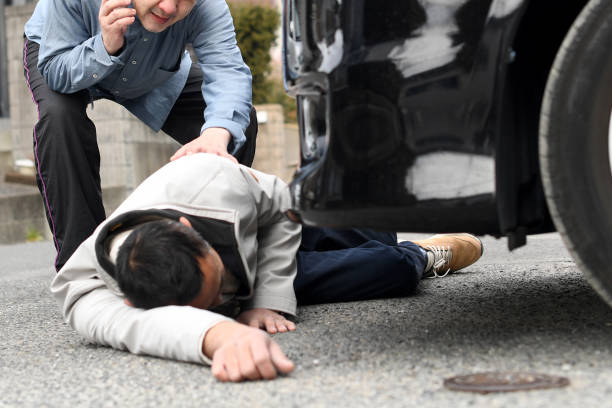 istock Asian senior man who was involved in an accident while driving a passenger car 1730462021