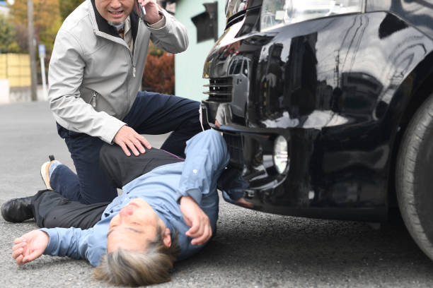 istock A middle-aged Asian man who was involved in an accident while driving a passenger car. 1730520443