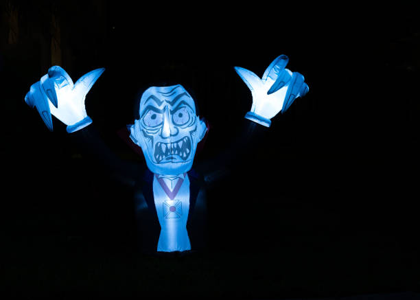 Scary Blue and White Glowing Halloween Character stock photo