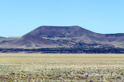 Black Rock Lava Flow, Nye County, Nevada, USA is part of the Lunar Crater Volcanic Field. The black color of the lava flow is typical of basalt rock.