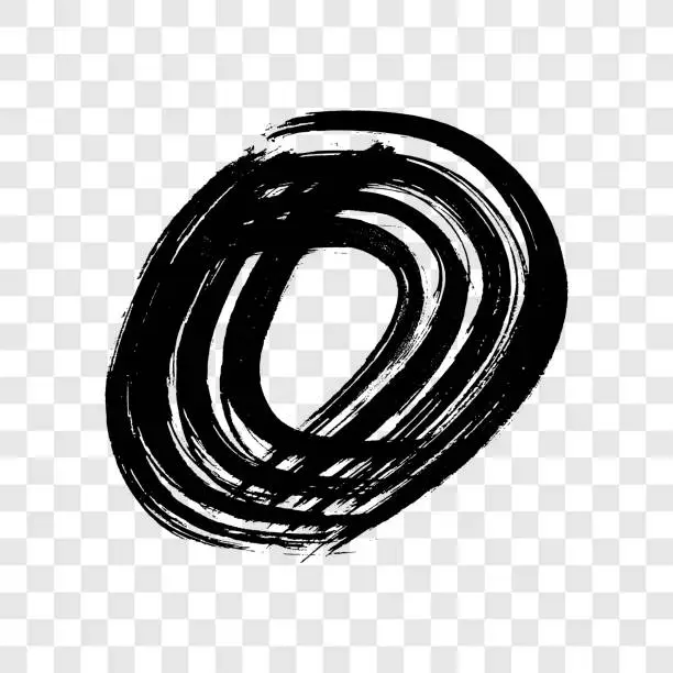 Vector illustration of Black grunge brush strokes in circle form