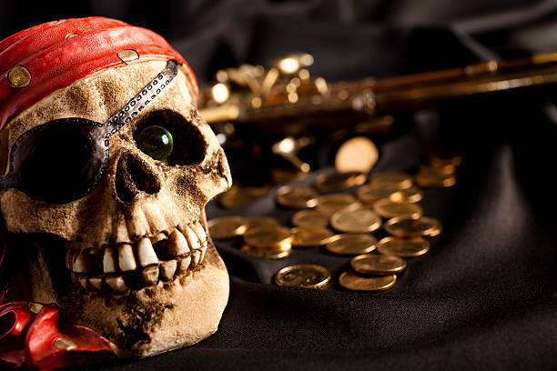 Close-up view of traditional Turkish gold coins (Republic coins) spilled from a red pouch on fabric background