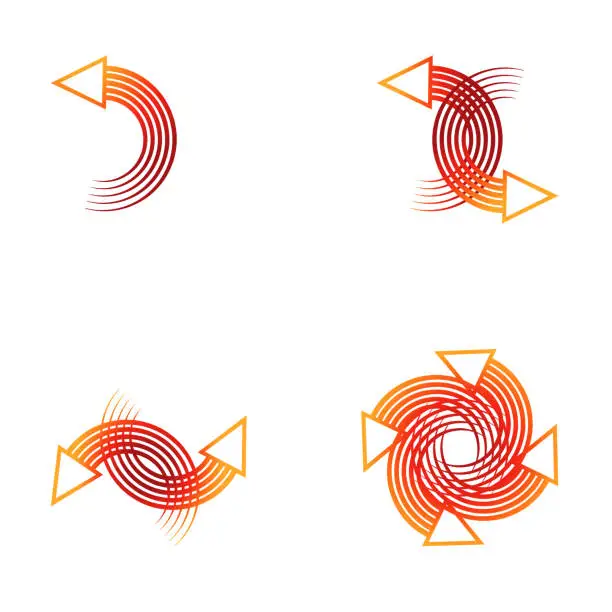 Vector illustration of Set of curves arrow symbols