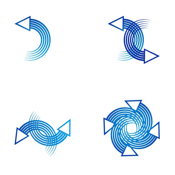 Vector illustration of Set of curves arrow symbols