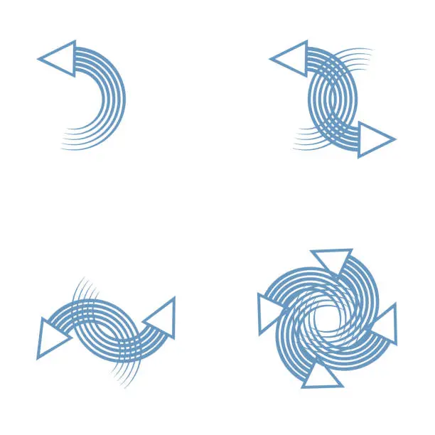 Vector illustration of Set of curves arrow symbols