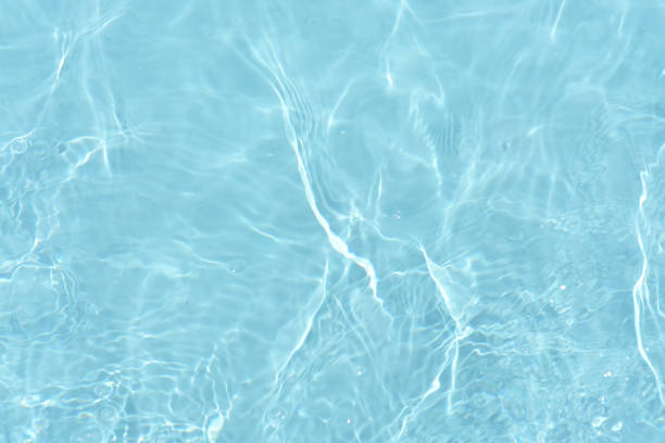 istock Defocus blurred transparent blue colored clear calm water surface texture with splashes reflection. Trendy abstract nature background. Water waves in sunlight with copy space. Blue watercolor shine. 1730645867