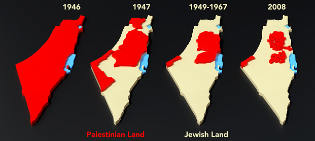 The Current State of Palestine - Israel. 3d Rendering