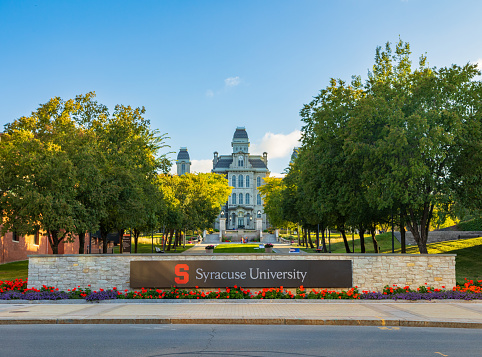 Syracuse, NY - September 2023: The Hall of Languages, built in 1873, was the first building built on the Syracuse University Campus.