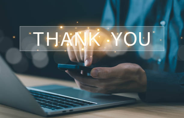 istock Presentation from digital technology on the phone, thank you message 1730735136
